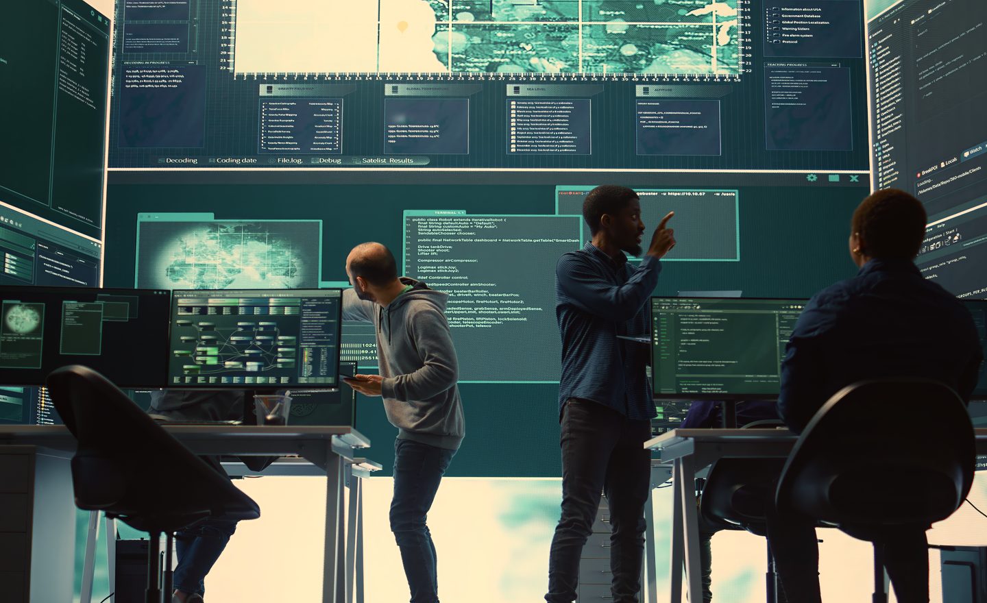 Fleet operations control room with screens